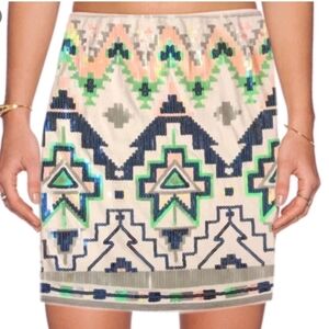 Express Aztec Multicolor Geometric Mini Skirt